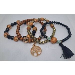 Tree of life stacked bracelet set